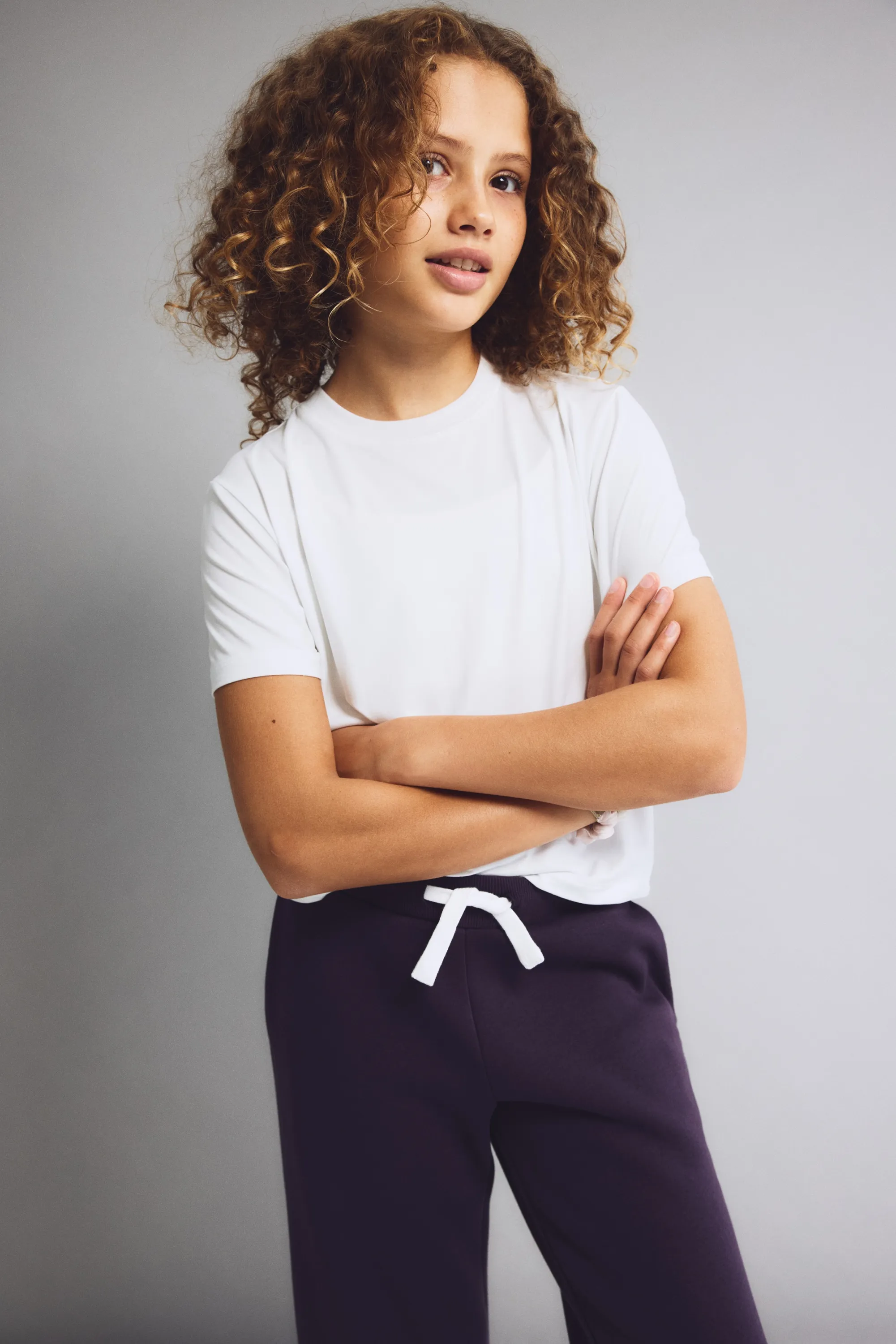 Pantalon jogger de sport Loose Fit à jambes larges - Prune
