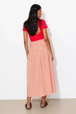 Jupe mi-longue rayée Femme — photo 4