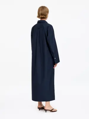Robe-chemise en coton - Bleu foncé — photo 2