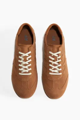 Sneakers en cuir velours - Marron — photo 2