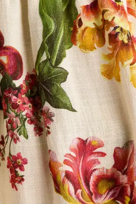 Robe en viscose mélangée avec bretelles à nouer - Beige clair/fleuri — photo 3