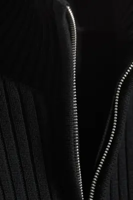 Cardigan maille zippé décontracté - Noir — photo 3
