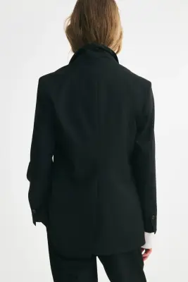 Blazer à fermeture droite en twill - Noir — photo 2