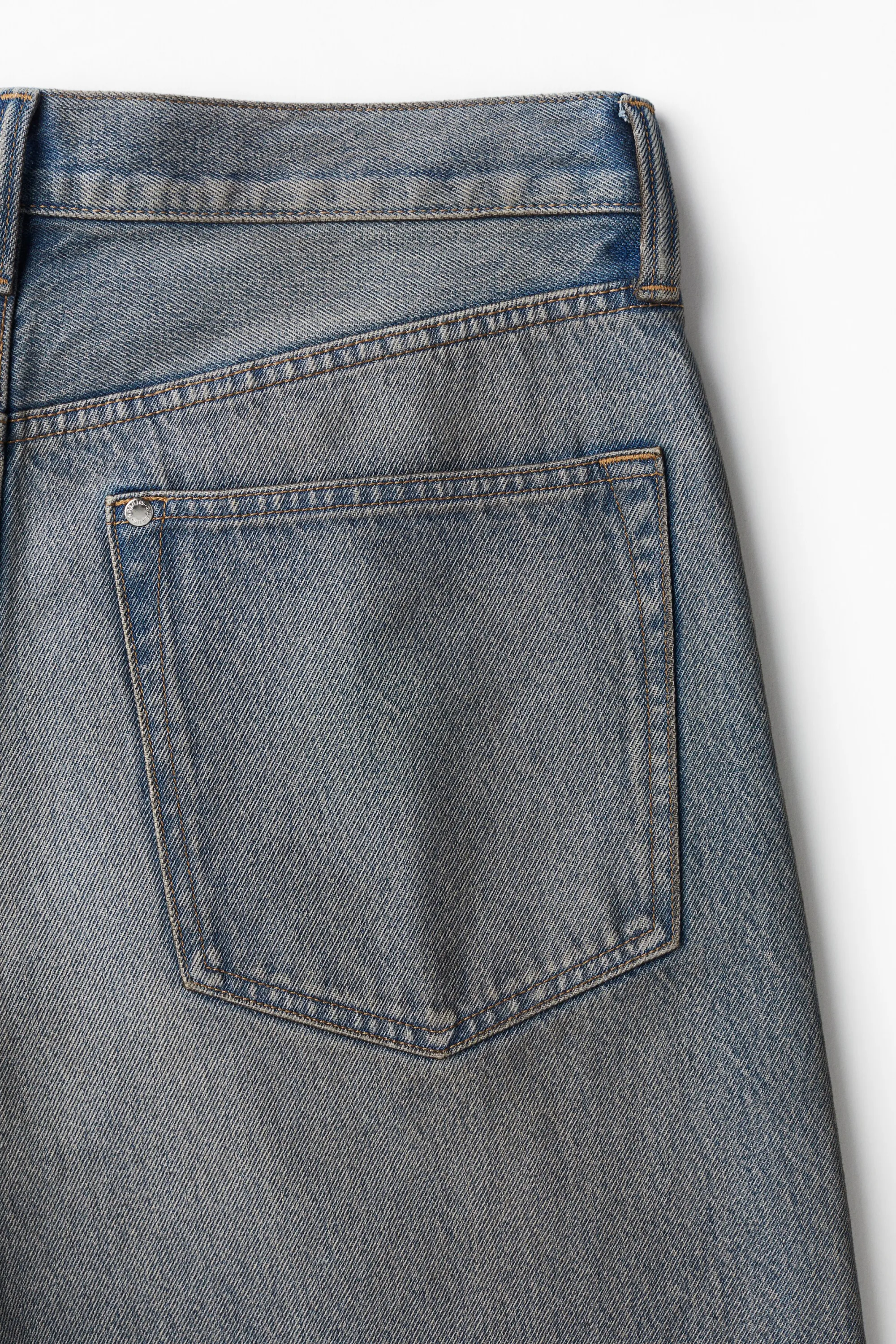 Wide High Jeans - Bleu denim