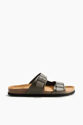 Sandales en cuir - Vert kaki — photo 2