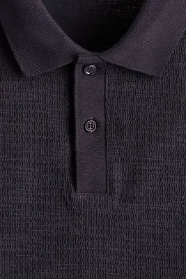Polo Slim Fit en maille jacquard - Bleu foncé — photo 4