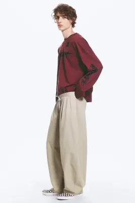 Pantalon à enfiler Barrel - Beige poudré — photo 4