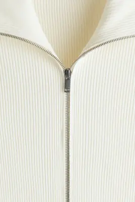 Gilet Slim Fit en maille côtelée - Blanc — photo 5