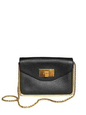 Petit sac SALLY en cuir grainé noir et chaîne dorée Px boutique 1320€ — photo 4
