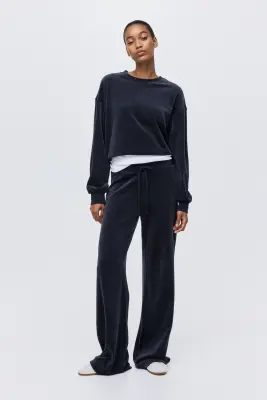 Sweat en velours - Bleu foncé — photo 2