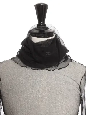 Top manches longues col roulé en tulle de soie noir Prix boutique 2000€ Taille XS — photo 2