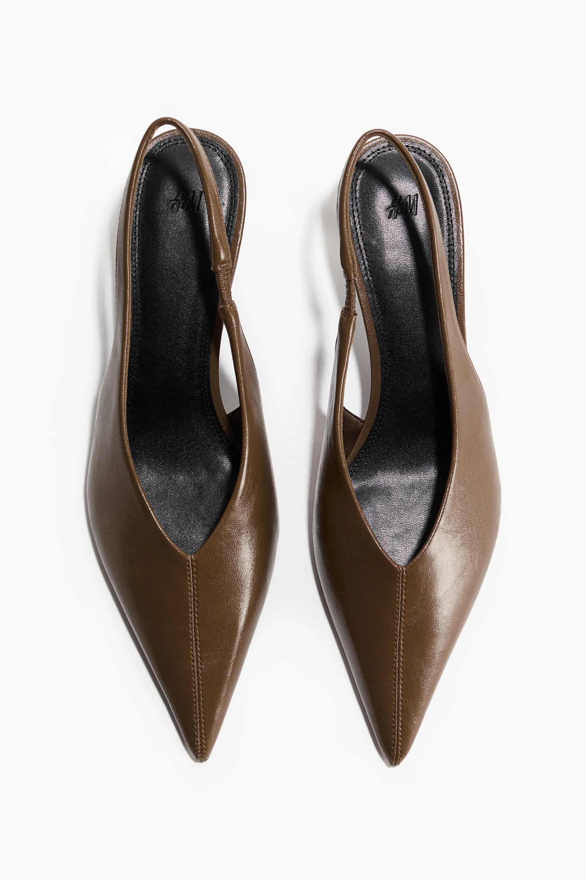 Escarpins à bride arrière avec talon kitten heel - Vert kaki foncé