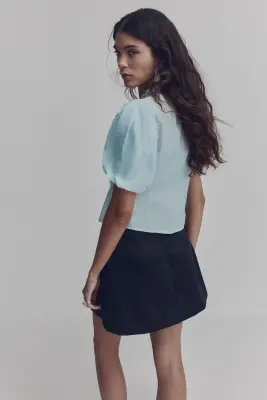 Blouse à manches bouffantes - Turquoise clair — photo 3