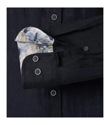 CASA MODA CHEMISE LIN COL MAO Noir — photo 5
