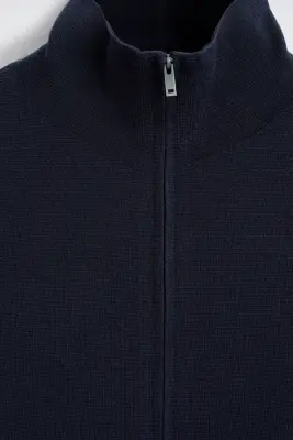 VESTE ZIPPÉE À COL CHEMINÉE EN MAILLE MILANO - BLEU MARINE — photo 5