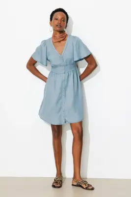 Robe courte en lyocell Femme — photo 3