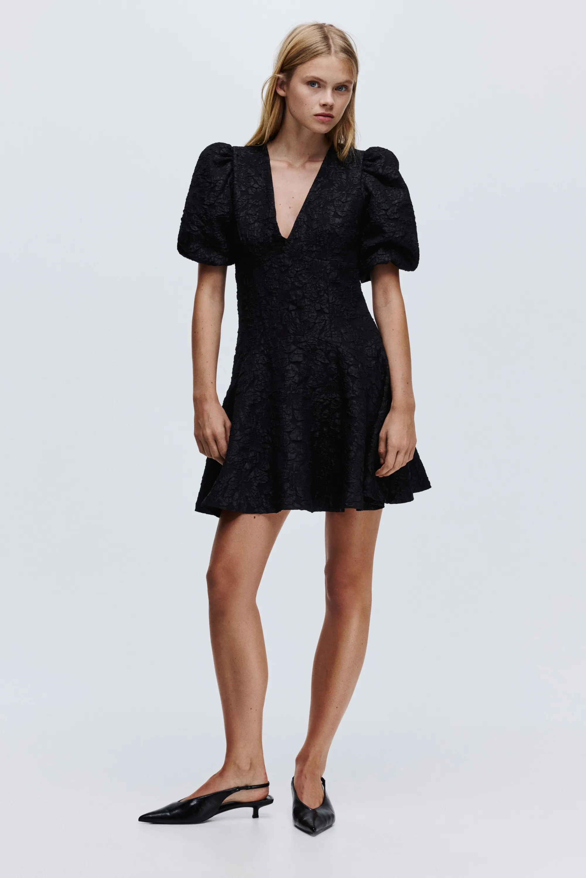 Robe à manches bouffantes - Noir