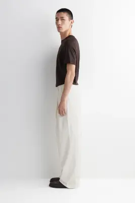 PANTALON EN DENIM À PLIS DÉCONTRACTÉ LARGE - BLANC — photo 2