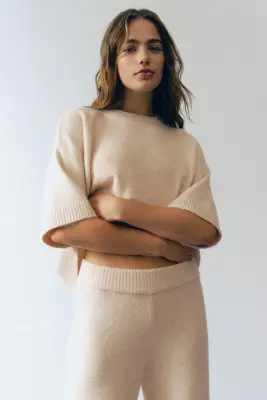 T-shirt en maille - Beige clair — photo 2