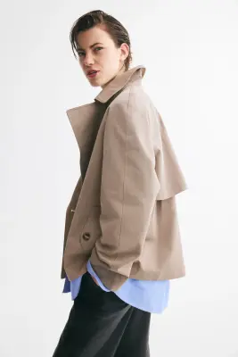 Trench-coat court avec ceinture à nouer - Taupe — photo 4