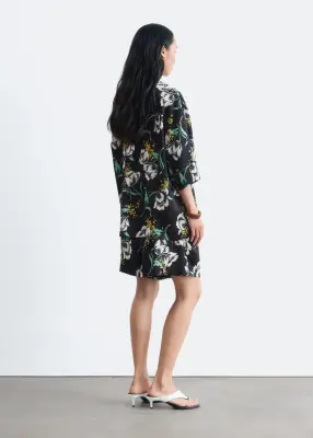 Chemise décontractée oversize - Noir à motif fleuri — photo 3