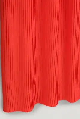 ROBE LONGUE PLISSÉE ET FRONCÉE À COL EN V - MANDARINE — photo 5