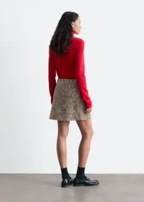 Haut à col polo en laine mérinos - Rouge — photo 5