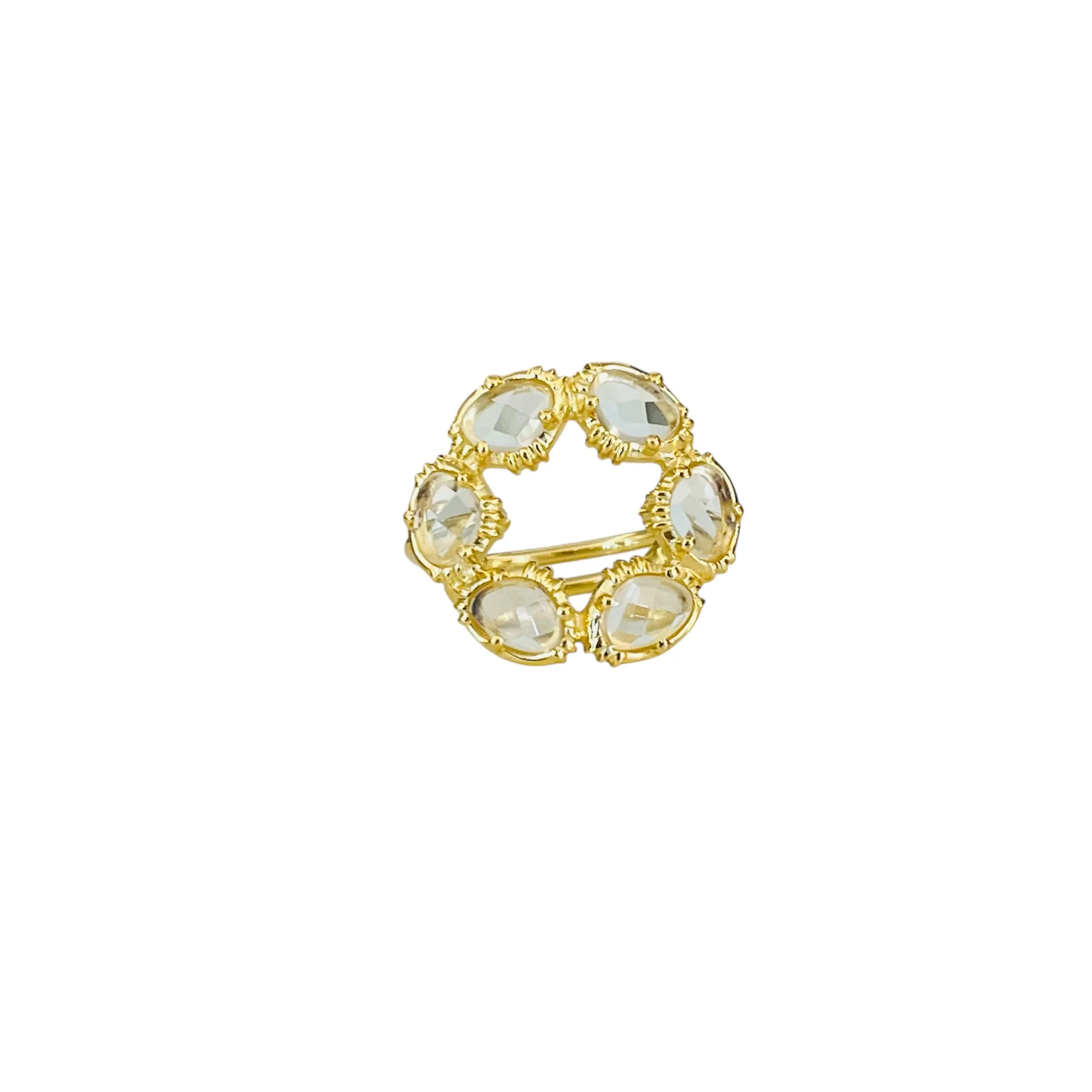 Bague ronde cristal de roche - Au Fil de LO