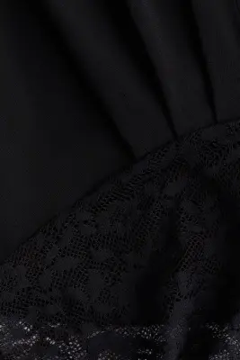 Top bi-matière drapé - Noir — photo 2