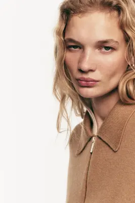 Gilet oversize zippé - Beige foncé — photo 4