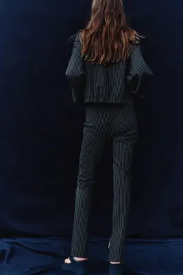 Pantalon à taille élastique en jersey romanite - Noir — photo 3