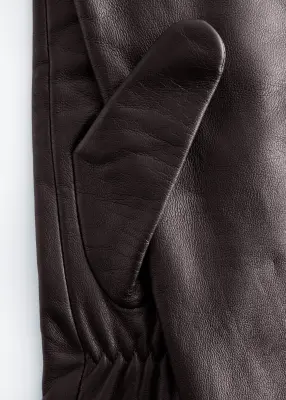 Gants longs en cuir - Marron foncé — photo 2