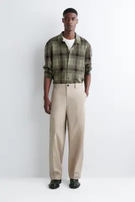 CHEMISE DÉCONTRACTÉE EN MAILLE DE COTON - KAKI / CARREAUX — photo 2