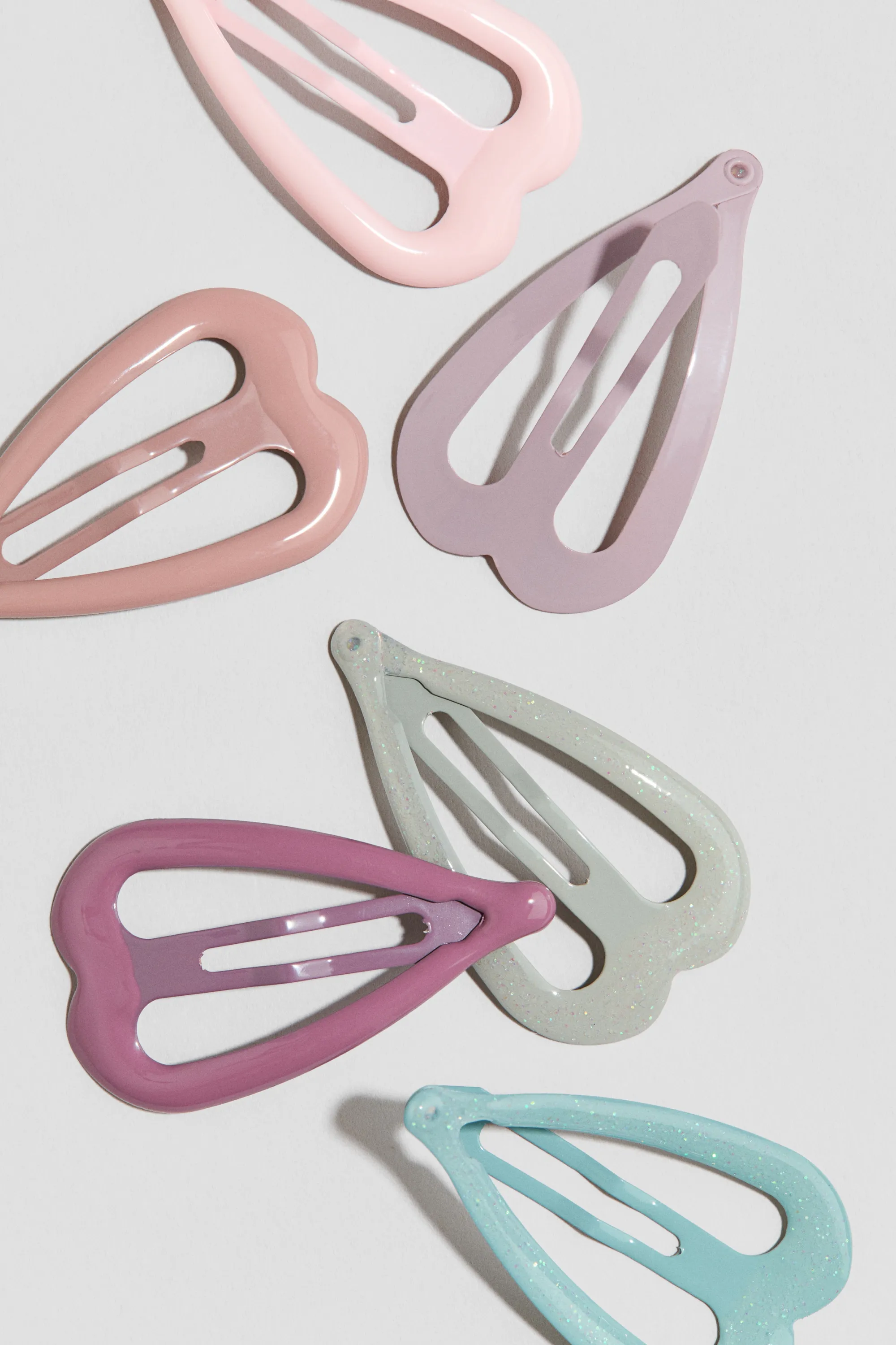 Lot de 6 barrettes - Rose clair/abricot/turquoise