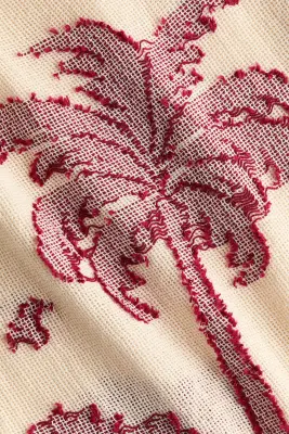 Jupe de plage en tissu de coton jacquard - Crème/palmiers — photo 3