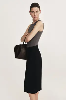 Jupe-culotte large en lin mélangé - Noir — photo 3