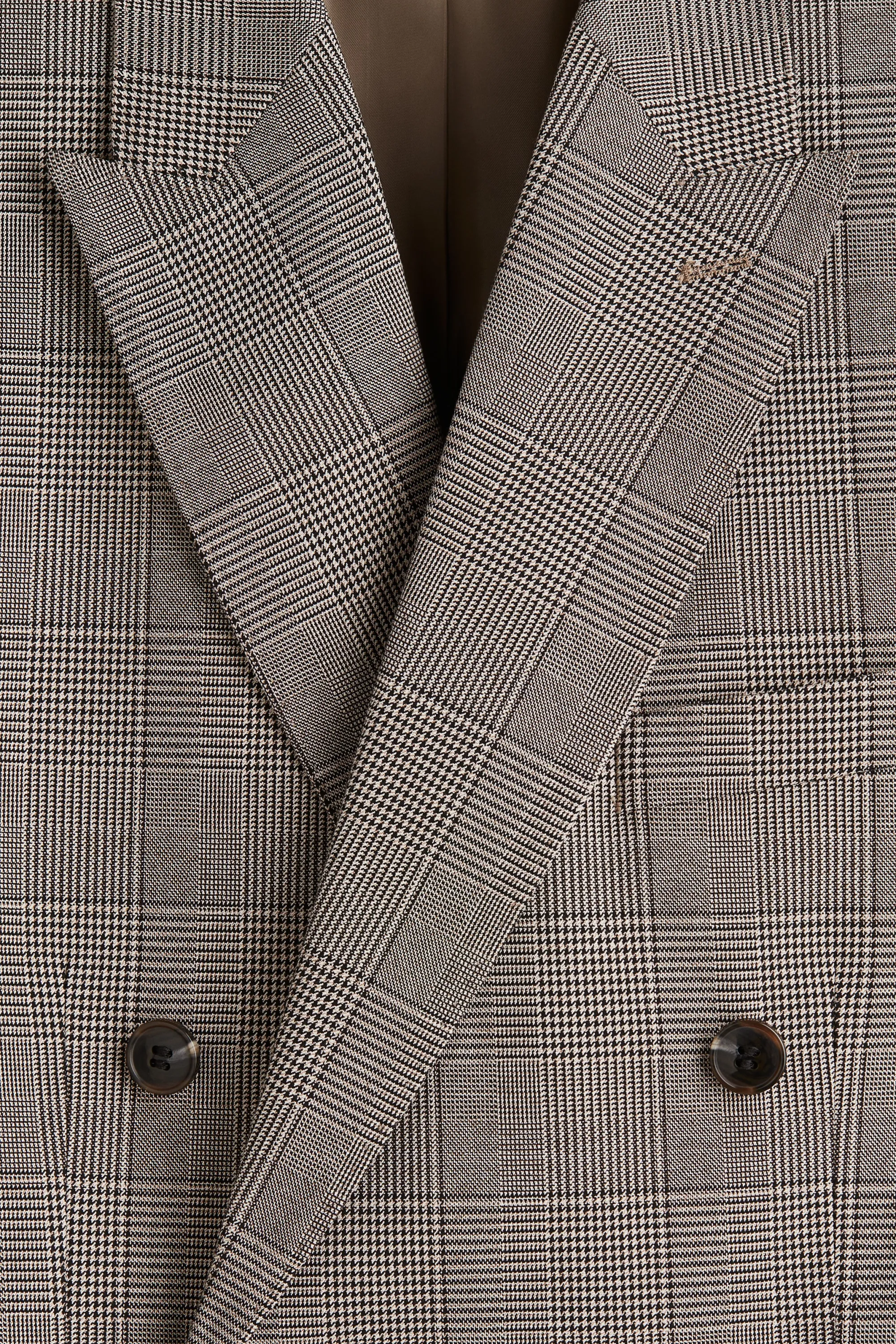 Veste Regular Fit à fermeture croisée - Beige foncé/carreaux