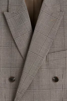 Veste Regular Fit à fermeture croisée - Beige foncé/carreaux — photo 1