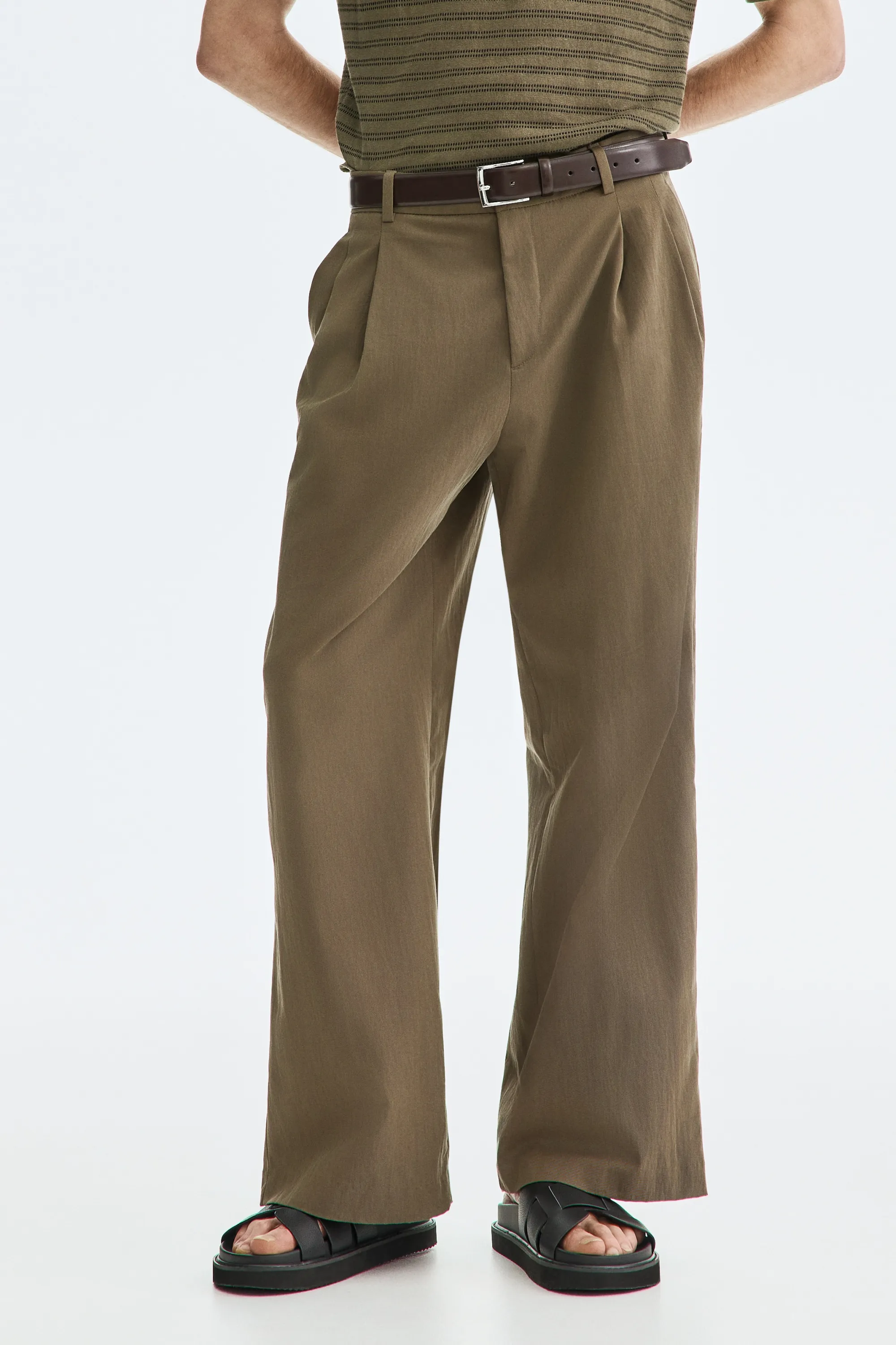 Pantalon large Loose Fit - Beige foncé