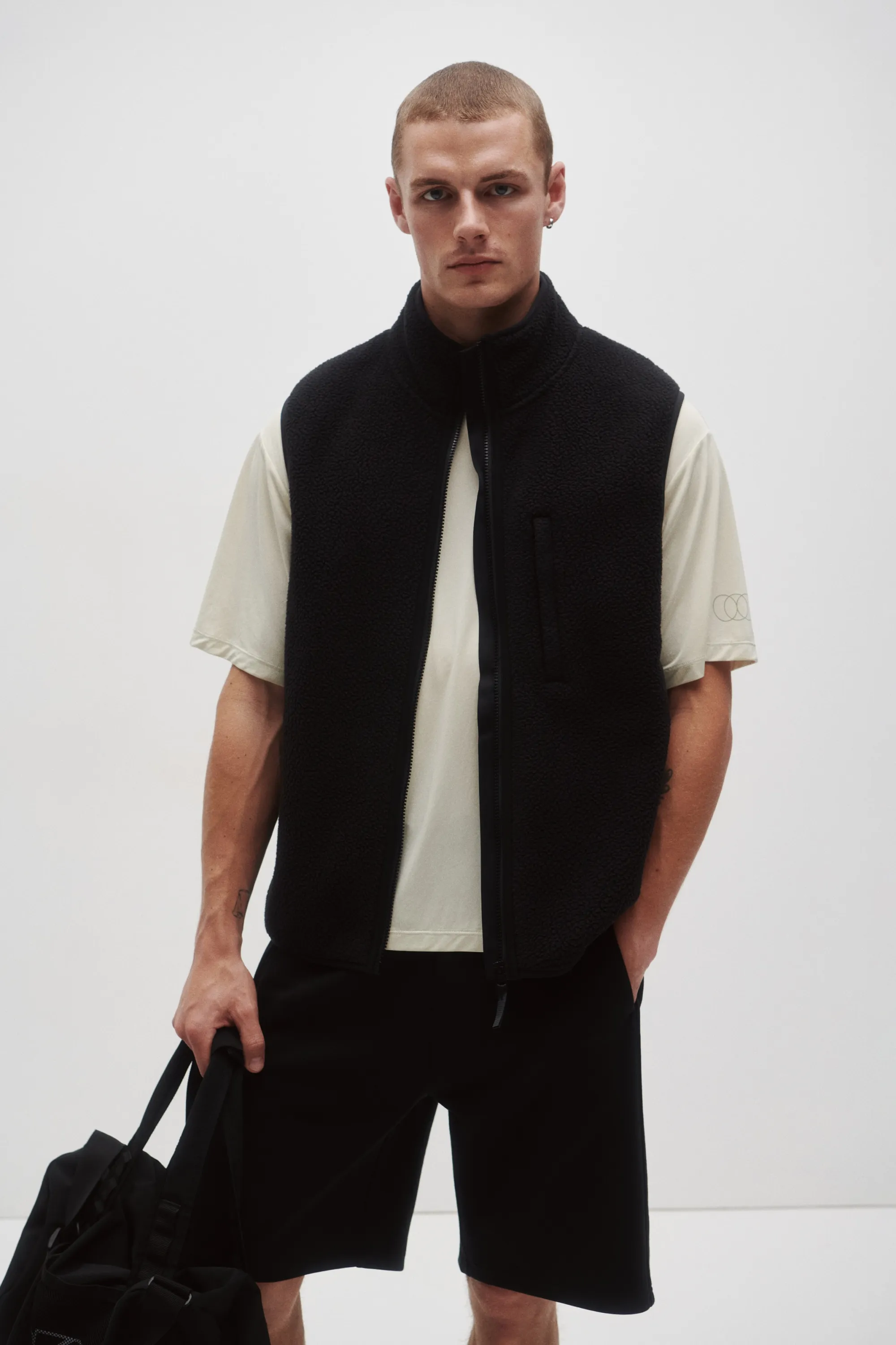 Regular Fit Teddy Sports gilet - Noir