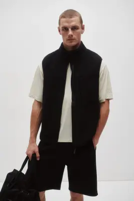 Regular Fit Teddy Sports gilet - Noir — photo 1