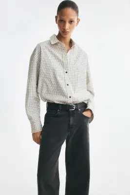 Wide High Waist Jeans - Gris denim foncé — photo 1