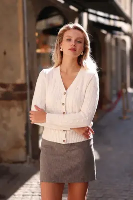 Vince Cotton Cashmere Cardigan - Cream — photo 2