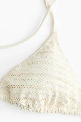 Haut de maillot triangle paddé - Crème — photo 4