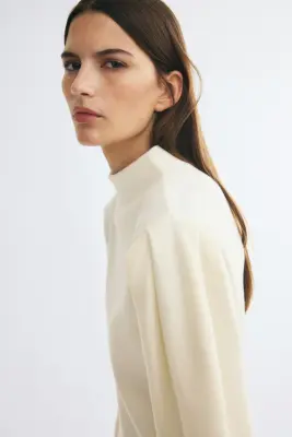 Robe en maille de viscose mélangée - Crème — photo 3