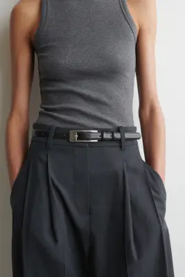 PANTALON DE TAILLEUR BARREL EN COTON - CHARBON — photo 1