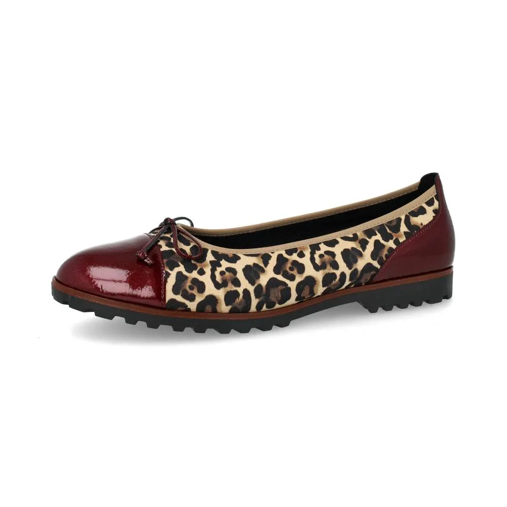 Ballerines Gabor 74.100.32 Léopard Bordeaux - Cuir Grande Pointure Femme