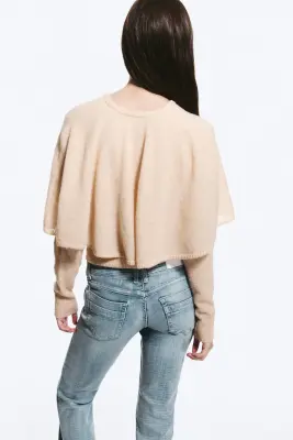 Pull ajusté à détail cape - Rose poudré clair — photo 2