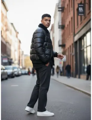 Blouson doudoune noir bombers — photo 3