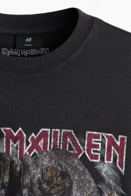 T-shirt Oversized Fit - Noir délavé/Iron Maiden — photo 4